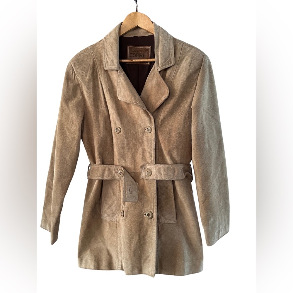 Double-Breasted Suede Coat, Vintage Esprit, Women's Small.